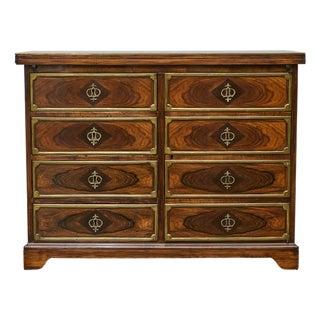 19th Century English Rosewood Campaign-Style Desk With Leather Writing Surface For Sale