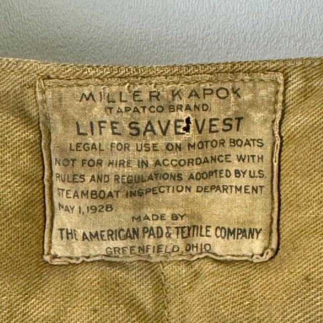 Vintage 1940s Miller Kapok 'Life Save Vest', by the American Pad & Textile Co For Sale In New York - Image 6 of 13