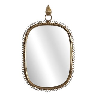 Wall Mirror with Loop Frame and Wall Hook in Brass by Josef Frank for Svenskt Tenn, 1960s For Sale