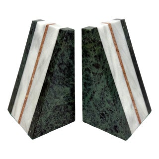 Vintage Art Deco Marble Bookends, 1940s, Set of 2 For Sale