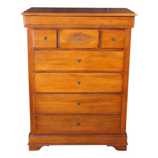 Vintage Lexington French Louis Philippe Style Cherry Finished Tallboy Dresser For Sale