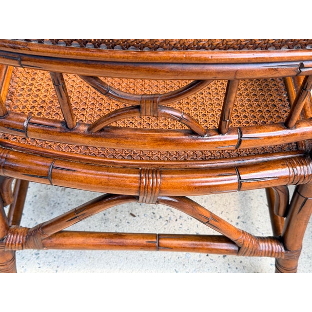 Vintage Chinoiserie Rattan Bamboo Armchairs Woven Cane Seat & Backrest 1970s For Sale - Image 12 of 14
