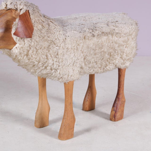 Wood Sheep Sculpture Stool by Peter Krafft Germany, 1960s For Sale - Image 7 of 9