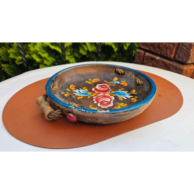Green Rustic Style Painted Wooden Bowl, 1950s For Sale - Image 8 of 8