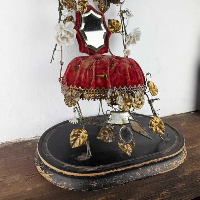 Antique French Napoleon III Ormolu Marriage Globe with Red Velvet Cushion Display, 1890s For Sale - Image 9 of 13