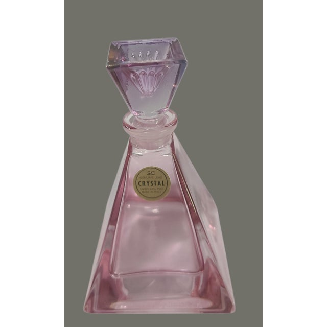 Vintage Italian Sc 24% Lead Crystal Pink Purple Art Glass Perfume Bottle For Sale - Image 4 of 7
