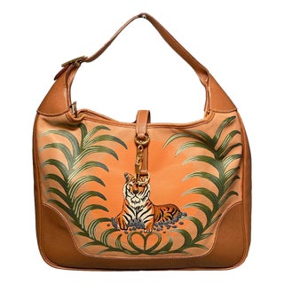 Vintage Hermes Trim Bag with Hand Painted Tiger For Sale