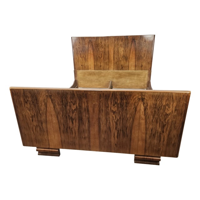 Art Deco Double Bed in Walnut Burl, 1940 For Sale