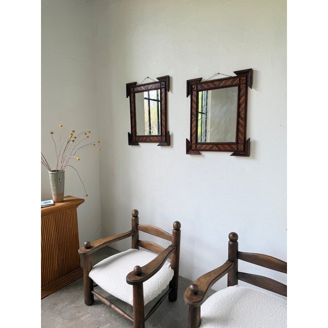 1950s Tramp Art Style Wooden Mirrors, 1950s, Set of 2 For Sale - Image 5 of 18