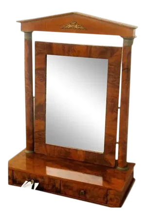 French Empire Dressing Mirror Flame Grain Mahogany 19th Century