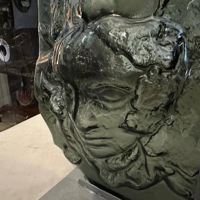 1980s Abstract Grey Murano Glass Sculpture by La Fucina Degli Angeli For Sale - Image 12 of 16