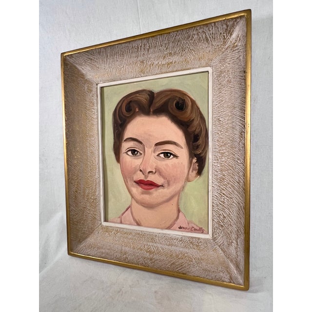 Mid-Century Modern Mid-Century Female Portrait Painting by Jean Coulls - Framed For Sale - Image 3 of 9