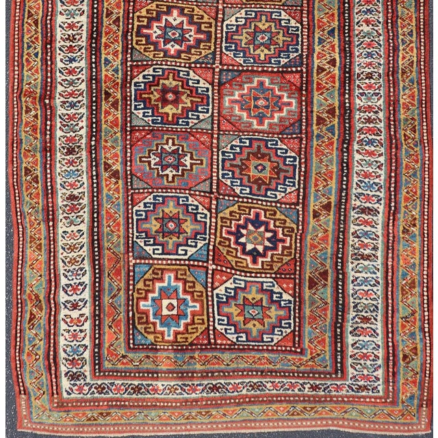 Antique Caucasian Kazak Rug With Red Field and Star Medallion Design For Sale - Image 9 of 12
