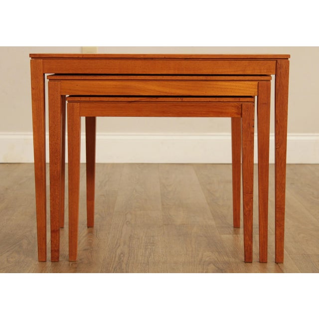 Wood Mid Century Danish Modern Nesting Tables - Set of 3 For Sale - Image 7 of 13
