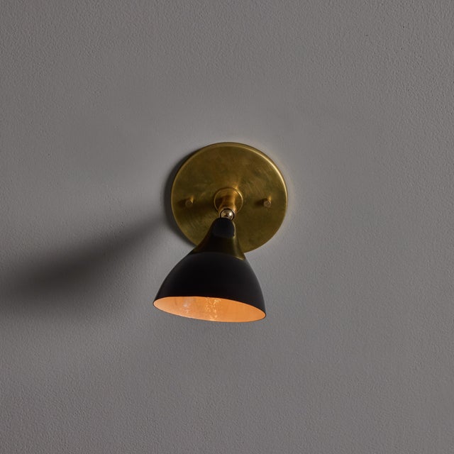 1960s Gino Sarfatti Model #26b Black and Brass Wall Lamp for Arteluce For Sale - Image 18 of 18