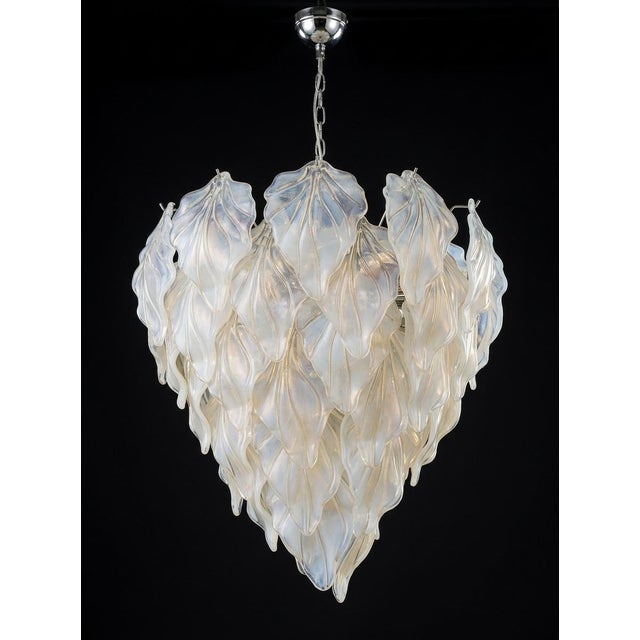 Vintage Opal Leaf Chandelier in Murano Glass, 1980 For Sale - Image 12 of 16