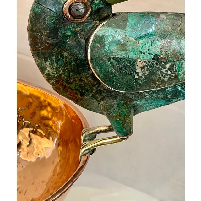 Rare Emilia Castillo Taxco Hammered Copper Toucan Centerpiece Bowl, Signed For Sale - Image 11 of 16
