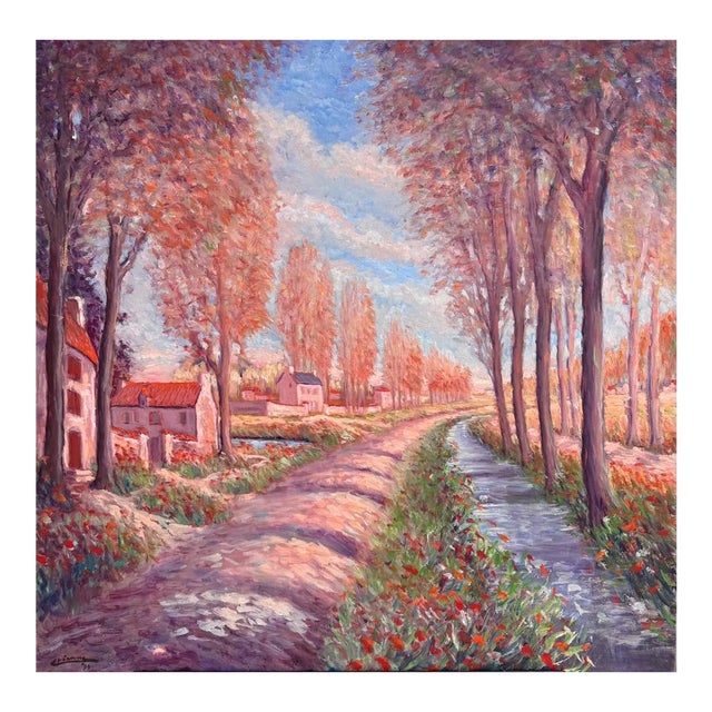 Original Roger Etienne Rocquencourt France Landscape Oil Painting For Sale