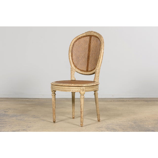 Wood Early 19th Century French Louis XVI Painted Cane Dining Chairs - Set of 10 For Sale - Image 7 of 18