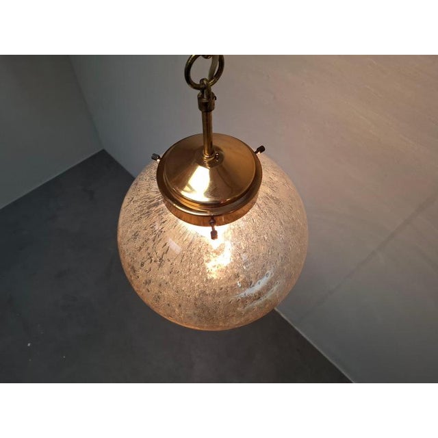 Brown Mid-Century Modern Pendant Light in Brass and Smoked Bubble Glass by Kamenický Šenov, 1960s For Sale - Image 8 of 18