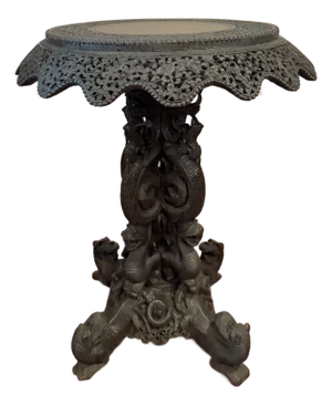 Antique Anglo-Indian Finely Carved Figural Pedestal Occasional Table