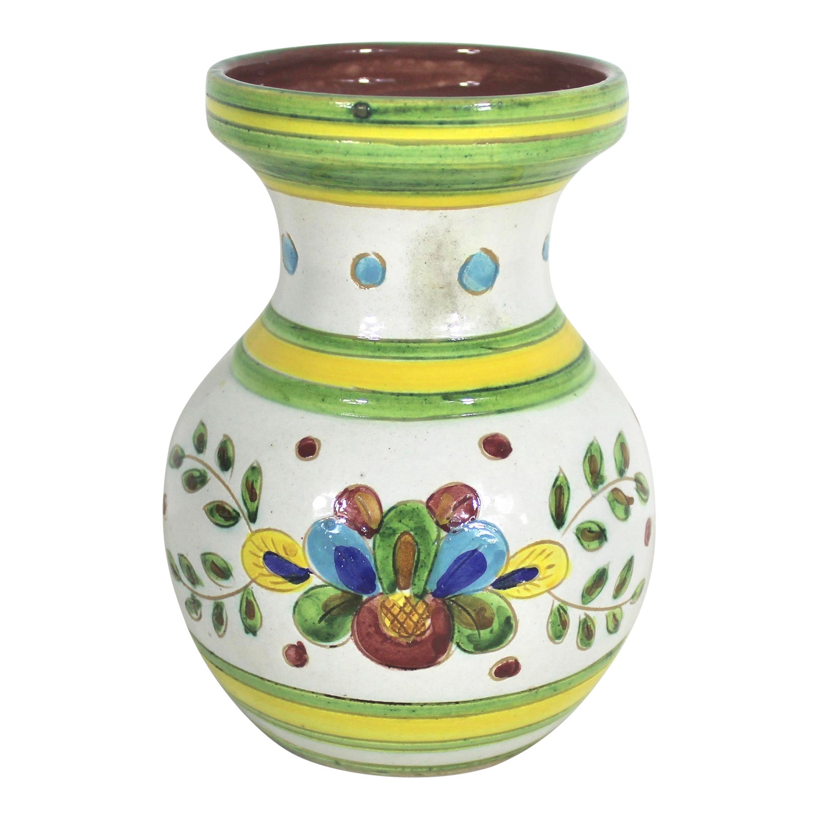 Vintage Italian Ars Deruta Pottery Vase Hand Painted Carved Floral ...