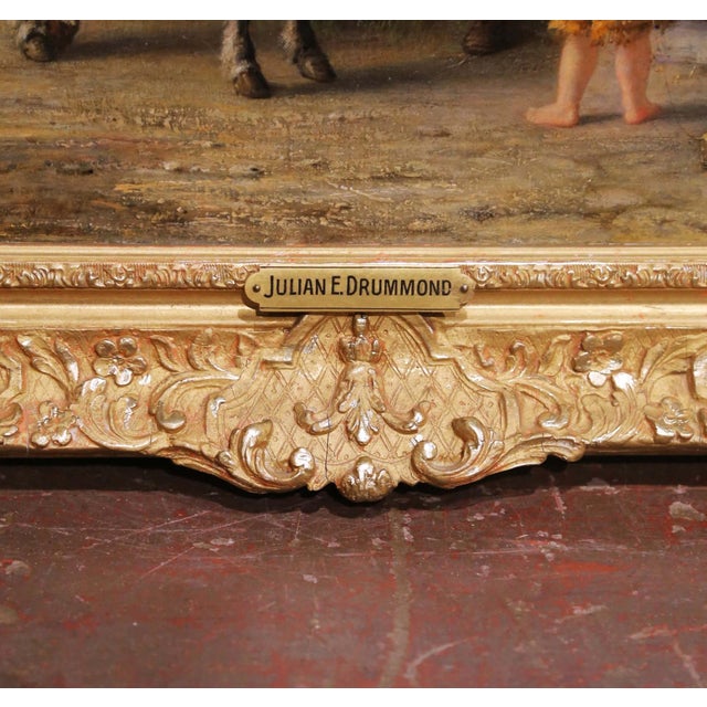 Tan 19th Century British Pastoral Oil Painting in Gilt Frame by Julian E. Drummond For Sale - Image 8 of 12
