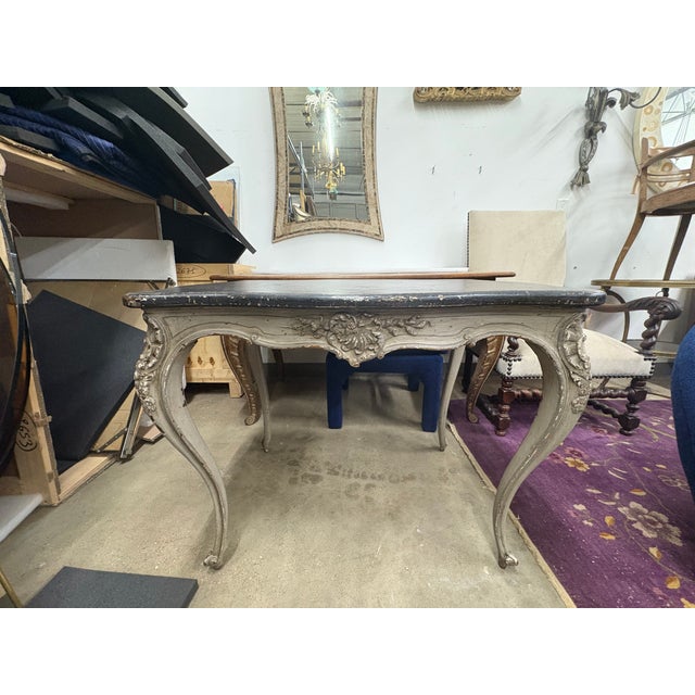 French Provincial 19th Century French Louis XV Style Painted Table For Sale - Image 3 of 15