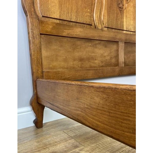 Vintage French Louis XVI Double Bed Frame in Oak For Sale - Image 9 of 11