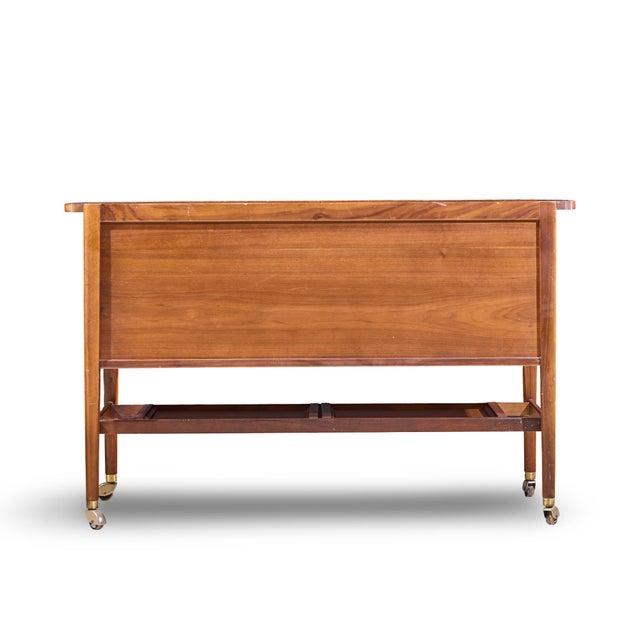 Wood Kipp Stewart for Drexel Declaration Mid Century Walnut Tambour Door Bar Cart For Sale - Image 7 of 11