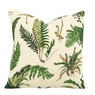 Boho Chic F. Schumacher Les Fougeres in the Color Document Linen Pillow Cover - 20” X 20”