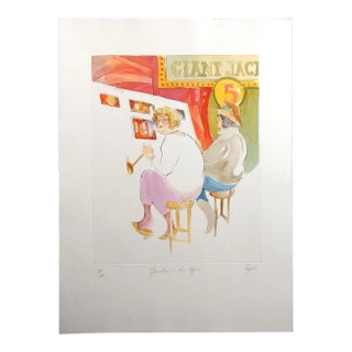 William Papas "Gamblers, Las Vegas" Hand Signed & Numbered Hand Colored Etching For Sale