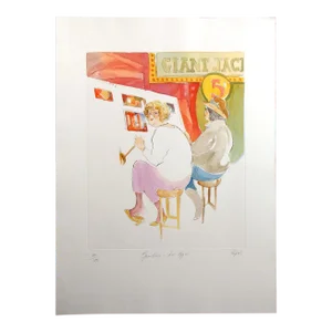 William Papas "Gamblers, Las Vegas" Hand Signed & Numbered Hand Colored Etching