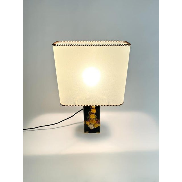 Floral Resin Block Table Lamp by Pierre Giraudon, 1960s For Sale - Image 6 of 10