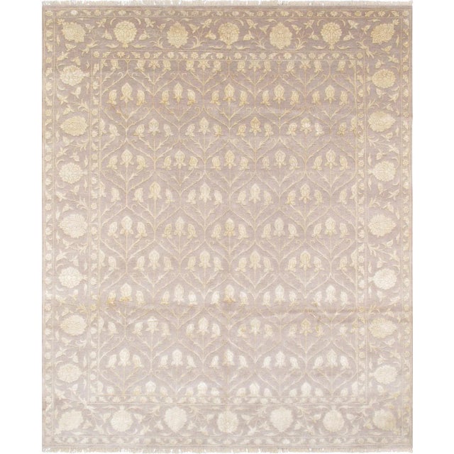 Pasargad Home Tabriz Silk & Wool Area Rug, 7'11" X 9' 9", Lavender For Sale - Image 4 of 4