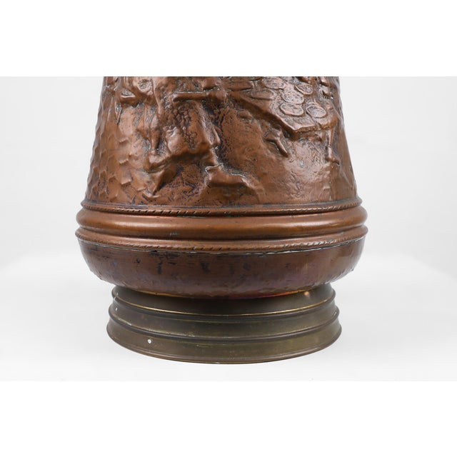 Copper Umbrella Stand with Hammered Medieval Bakery Relief, France, 1900s For Sale - Image 6 of 12
