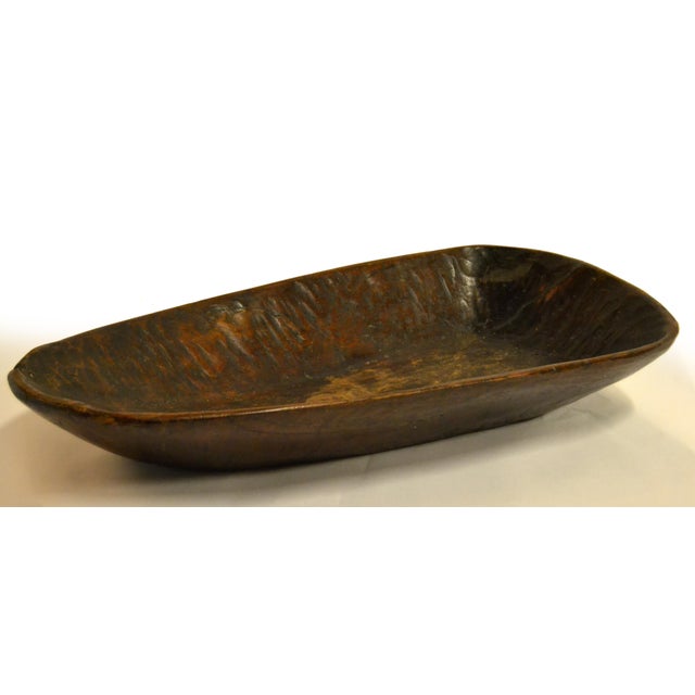 Dansk Vintage African Hand-Carved Wood Dark Brown Decorative Tribal Bowl Centerpiece For Sale - Image 4 of 12