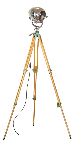 Electric Patt 123 Theater Spotlight Floor Lamp on Wooden Berlebach Tripod from Strand, 1950s