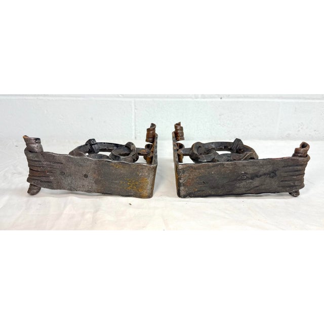 Pair of Antique Ornate Thick Hand Wrought Iron Wall Brackets Corbels Sconces 2 For Sale - Image 9 of 9