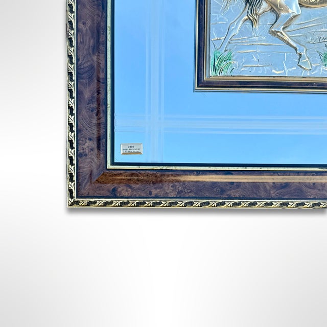 2000 - 2009 Vintage Italian Arg 925 Sterling Silver 3d Art Horses Creation Artistic Mirror For Sale - Image 5 of 8