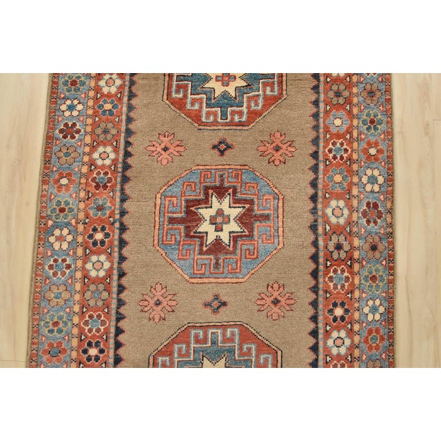 Kazak Runner 2’8” X 9’5” Brown Wool Tribal Hand-Knotted Oriental Rug For Sale In Philadelphia - Image 6 of 13