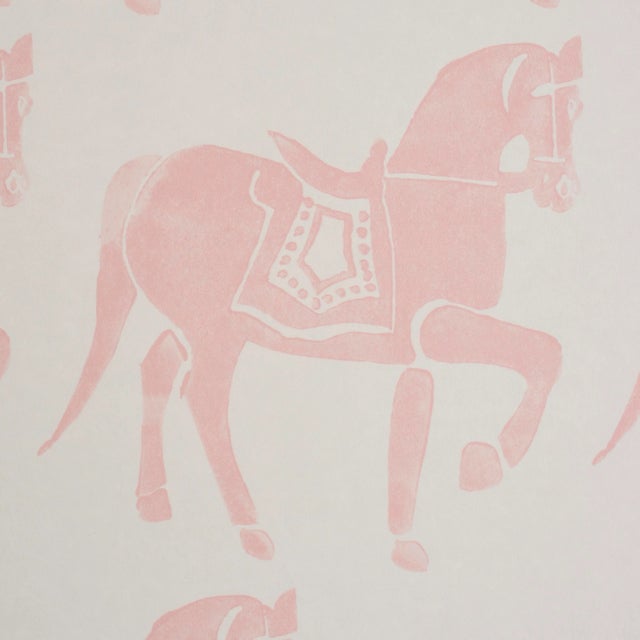 Schumacher Schumacher x Molly Mahon Marwari Horse Wallpaper in Pink For Sale - Image 4 of 5