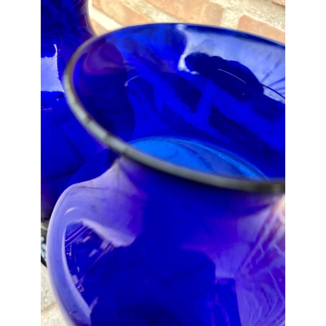 Vintage Italian Cobalt Blue Murano Glass Vases, Set of 2 For Sale - Image 9 of 11