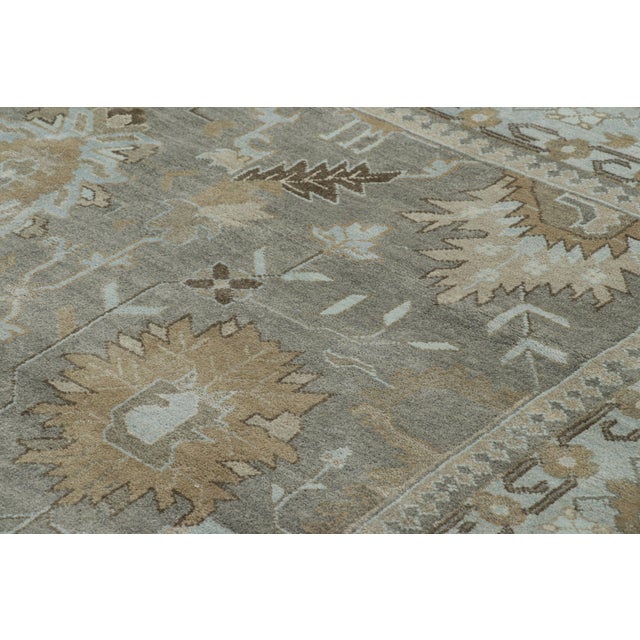 Textile Rug & Kilim's Persian Style Rug in Gray and Blue With Floral Patterns For Sale - Image 7 of 8