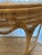 Gorgeous vintage Coastal style natural rattan with bamboo structure two tiered demi-lune shaped scalloped front design...