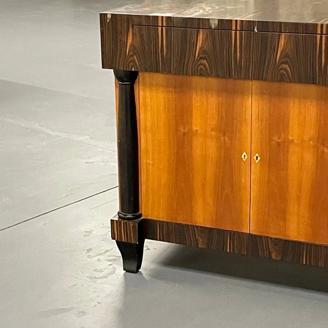 Mid 20th Century Palatial Six Door Macassar Sideboard Cabinet Ebonized Column and Feet Support For Sale - Image 5 of 10
