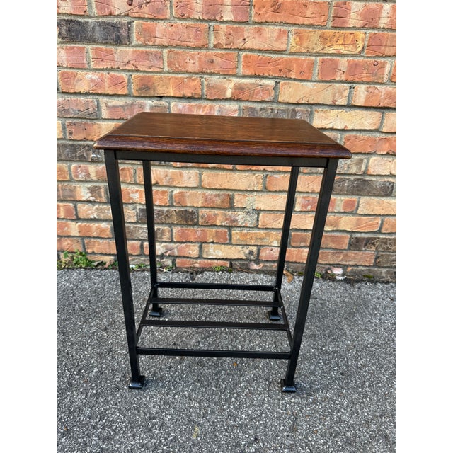 English Iron Side Table W/Antique Top For Sale - Image 3 of 8