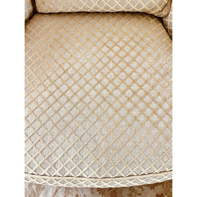 Pair of Custom Gold Upholstered Tufted Scroll Arm Club Chairs | Chairish