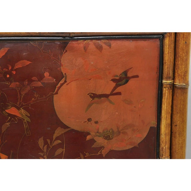 Antique English Victorian Bamboo Chinoiserie Compact Fall Front Secretary Desk For Sale - Image 13 of 18