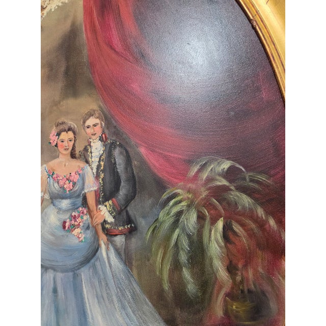 Vintage Victorian Oil Painting With Oval Gold Frame For Sale - Image 12 of 12